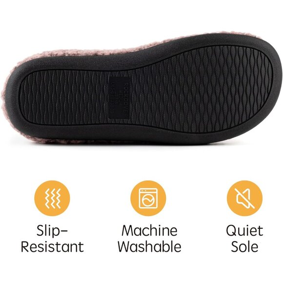 All-Day Comfort Women’s Vegan Clog Slippers - Sherpa Fleece Pink Crepe Size 9-10 - Picture 5 of 6